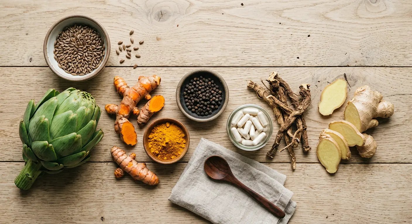 Plant ingredients: milk thistle, turmeric, artichoke, dandelion, ginger