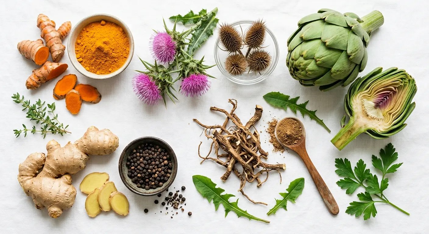 Plant-based compounds: turmeric, milk thistle, artichoke, dandelion