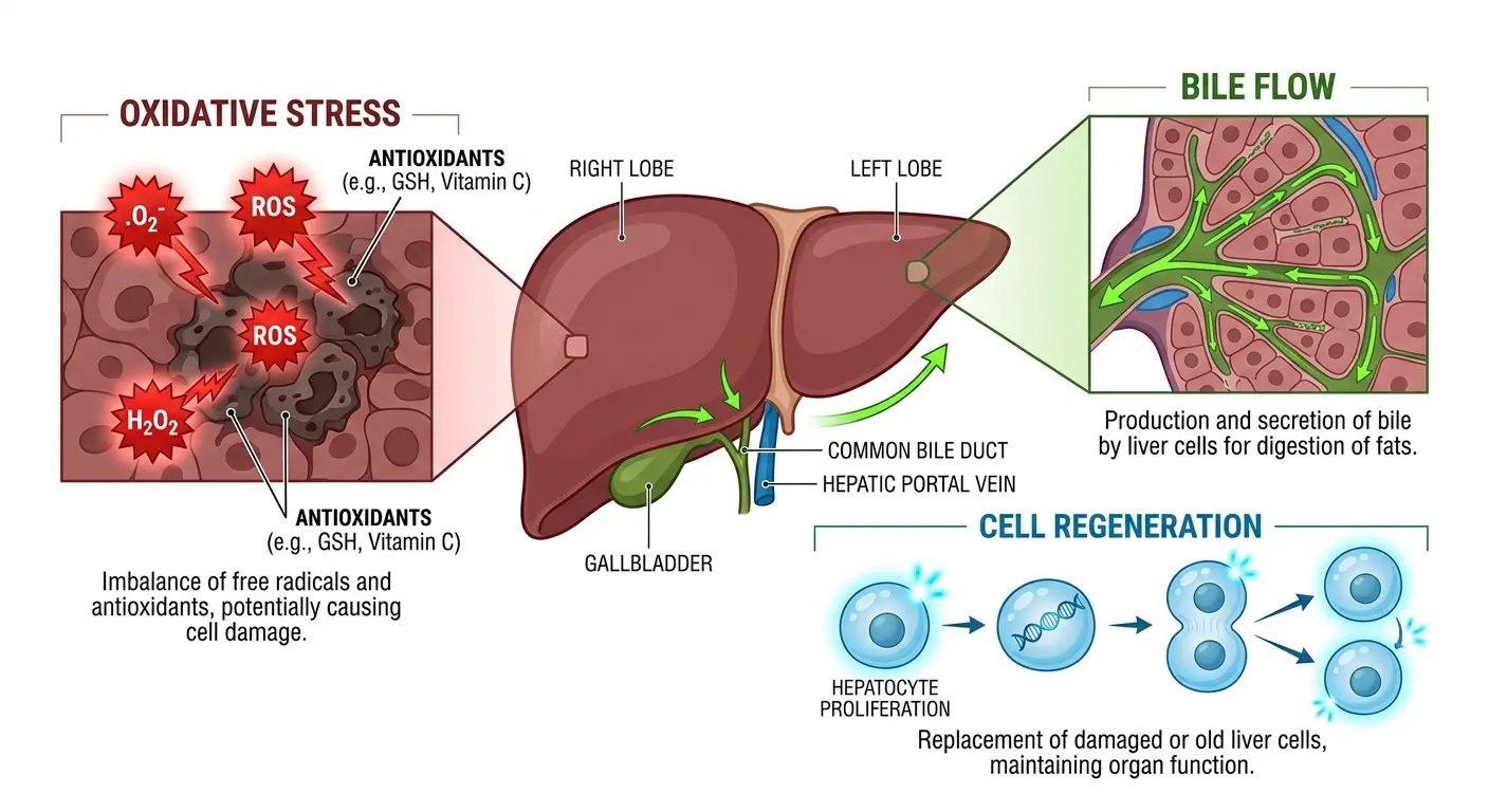 Three destructive processes in the liver