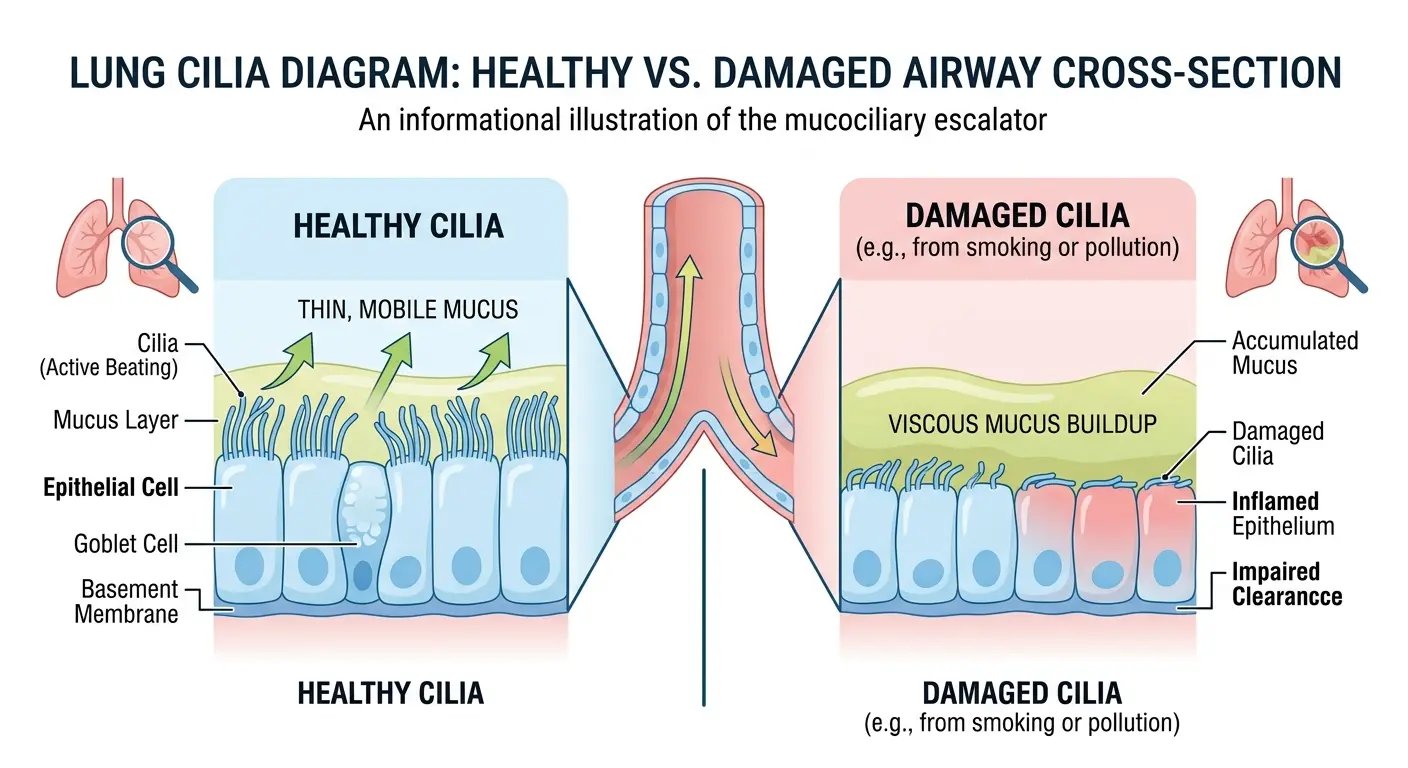 Lung self-cleaning – cilia and mucous membrane