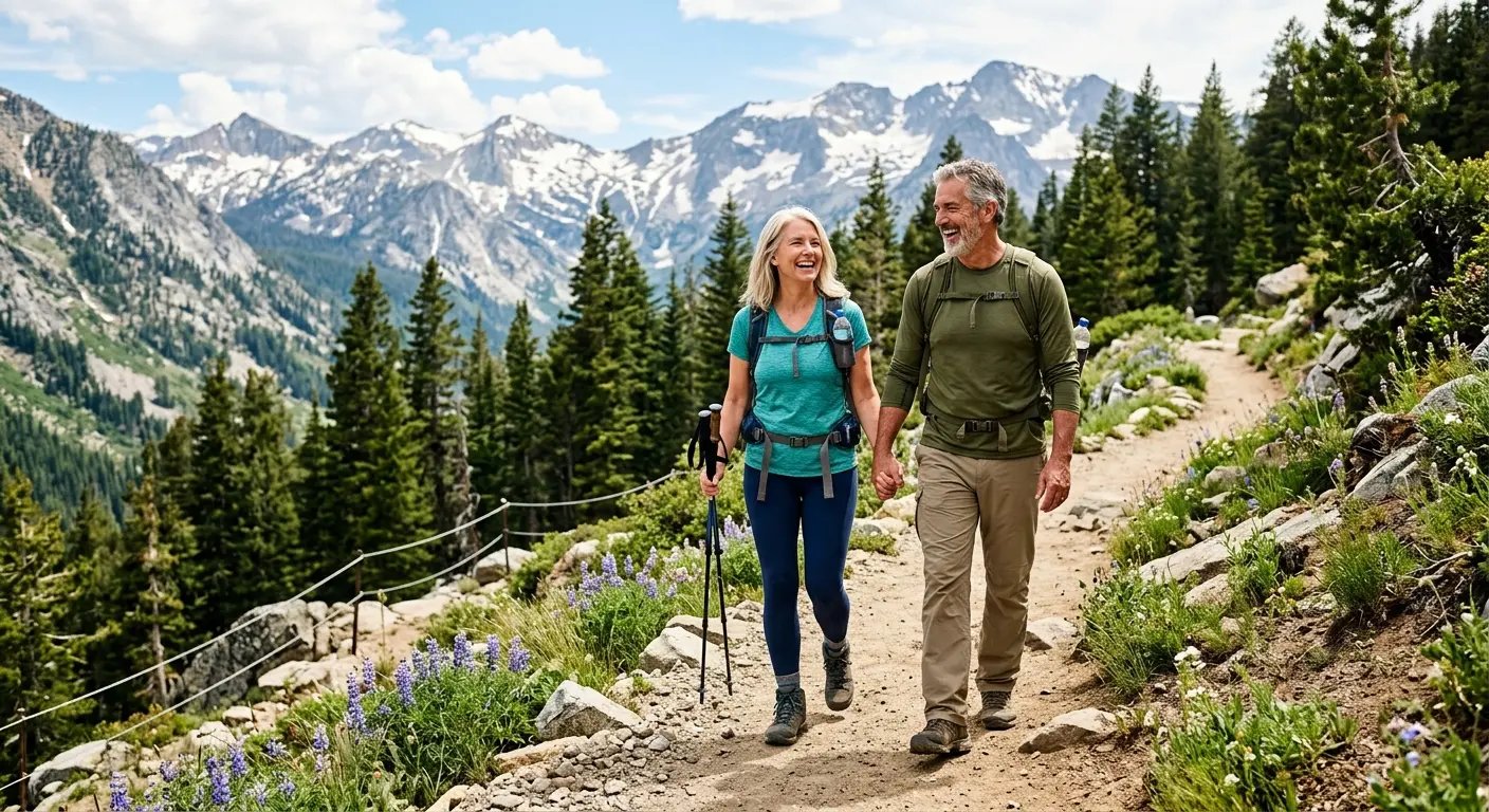 Happy couple traveling